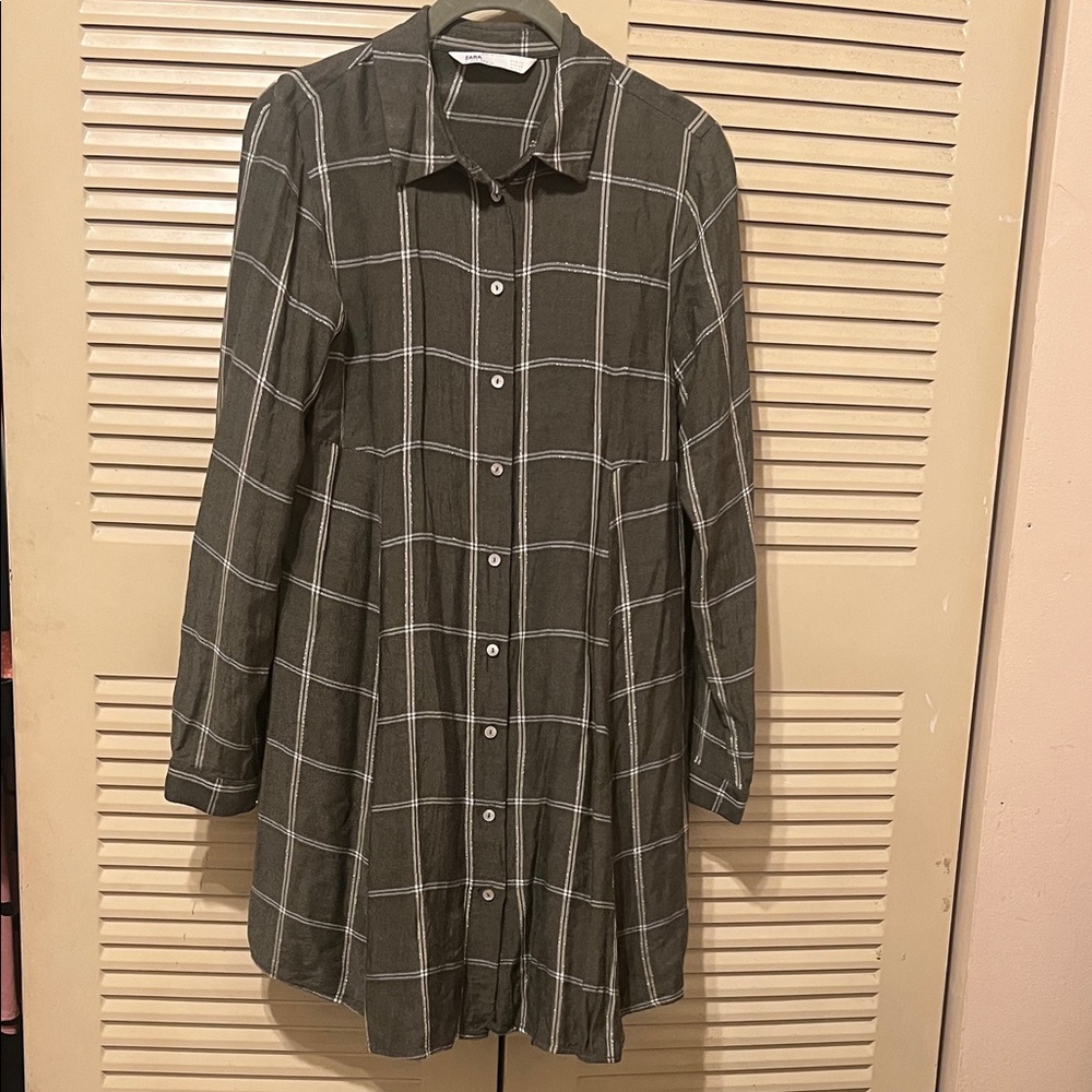 Zara Green Plaid Midi Dress